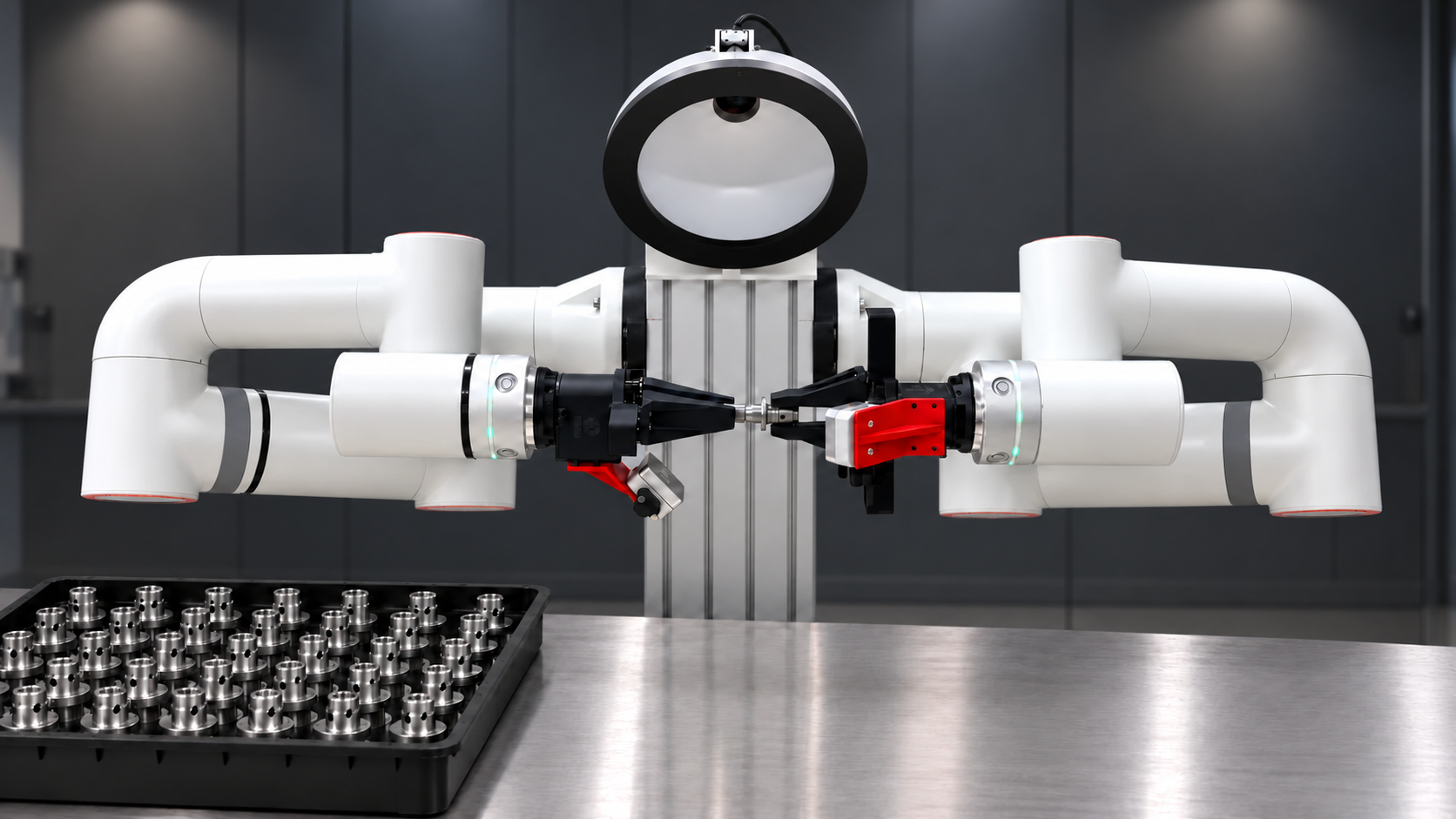 Industrial workstation in a precision-parts inspection configuration; concept image